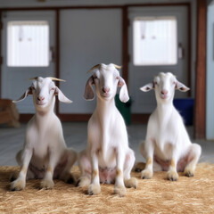 three white goats