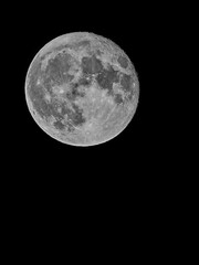 Full moon with sharp details on a black sky background