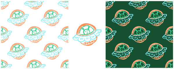 Set drawings with wax crayons. Print for cloth design, textile, fabric, wallpaper, wrapping paper