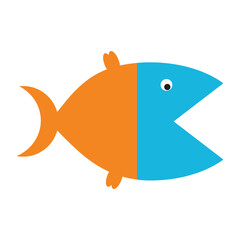 Fish double colored, vector illustration, card