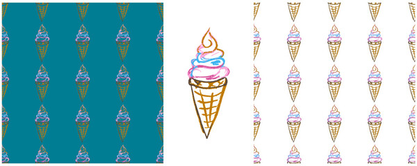 Set drawings with wax crayons. Print for cloth design, textile, fabric, wallpaper, wrapping paper