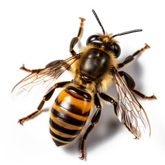 honey bee topview isolated on transparent background cutout made with AI generative technology