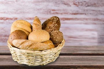 Fotobehang sweet soft fresh bread bakery on desk © BillionPhotos.com