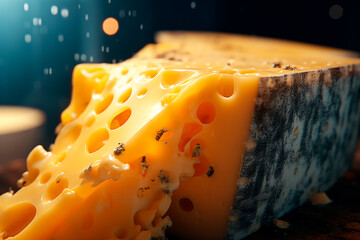 Delicious cheese with mold. Noble mold. Bru cheese. 