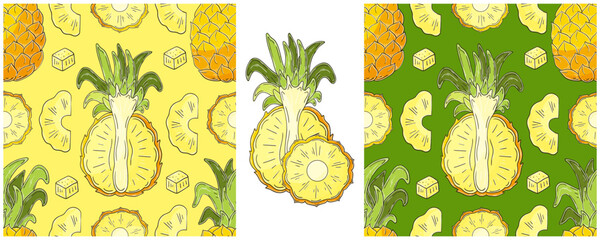 Seamless pattern. Color Set in hand draw style. Can be used for fabric and etc