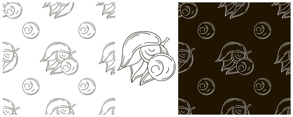 Monochrome Seamless pattern. Set in hand draw style. Can be used for fabric and etc