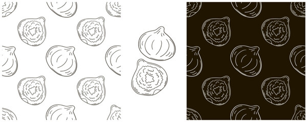 Monochrome Seamless pattern. Set in hand draw style. Can be used for fabric and etc