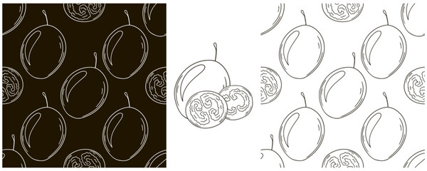 Monochrome Seamless pattern. Set in hand draw style. Can be used for fabric and etc