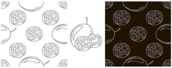Monochrome Seamless pattern. Set in hand draw style. Can be used for fabric and etc