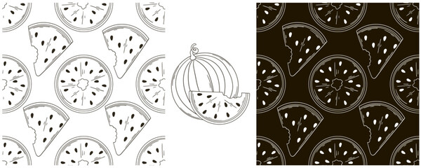 Monochrome Seamless pattern. Set in hand draw style. Can be used for fabric and etc