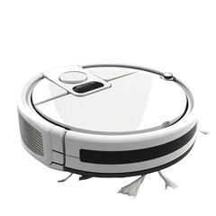 smart robot vacuum cleaner, isolated transparent background. Generative AI - obrazy, fototapety, plakaty