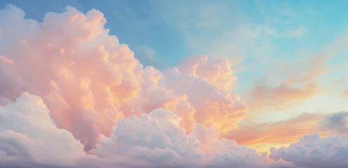 Bright colored beautiful sky, in pastel soothing colors. Ai generation