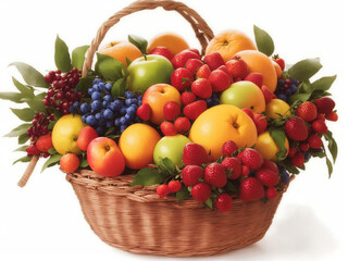 Naklejka na ściany i meble A Basket filled to the brim with colorful fruits - AI Generative