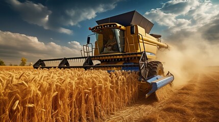 M&auml;hdrescher erntet Weizenfeld