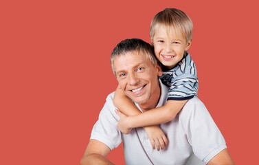 Divorced single father and son have fun