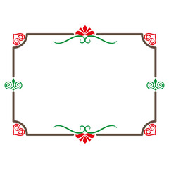 Illustration of a multicolored stained glass frame on a white background