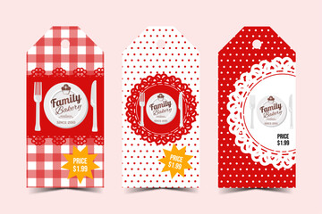 Set of tags vintage with family bakery for shop in vector