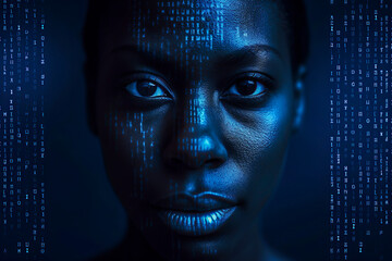 Digital Goddess: A Black Woman Embraces the Cyber Space with Empowered Afrofuturistic Style, ai generative