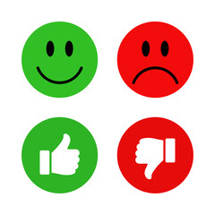 Thumb up and thumb down. Smiley icon