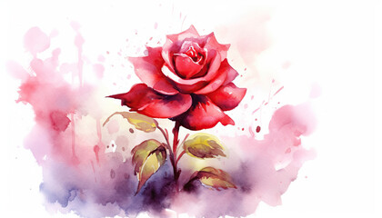 watercolor background with rose flower