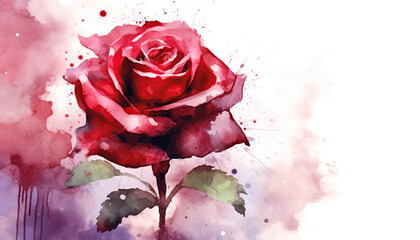 watercolor background with rose flower