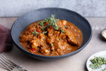 Asian goulash with meat and vegetables