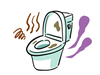 汚いトイレの手描き風イラスト