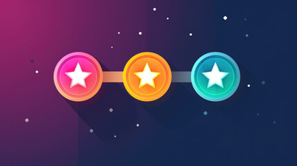 Fototapeta premium Three stars symbolize top-rated customer reviews and high-quality products. Concept of positive feedback and excellent ratings.