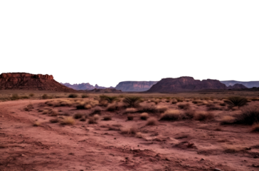 path in a barren desert landscape. transparent isolated PNG file. 