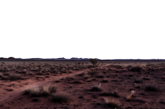 vast dry flat alien landscape desert. transparent isolated PNG file. 