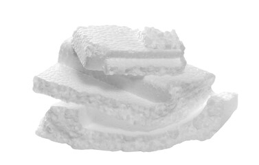 Styrofoam piece isolated on white, clipping path