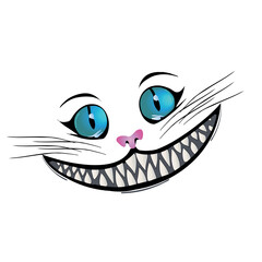 Cartoon cat with a grin on a transparent background

