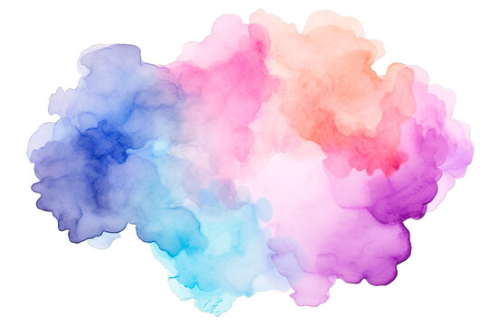 Colorful watercolor cloud over isolated transparent background
