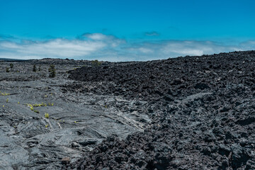 Mauna Ulu Lookout, Chain of Craters Road, Hawaii Volcanoes National Park. Pahoehoe and A'a Lava. volcanic rock