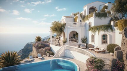 Obraz na płótnie Canvas Luxury villa with pool Generative AI
