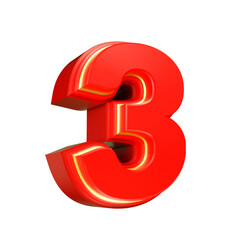 Naklejka premium 3d render number font red
