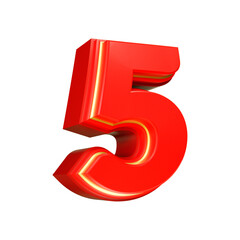 3d render number font red