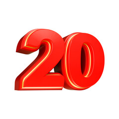 3d render number font red