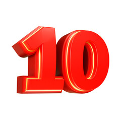 3d render number font red