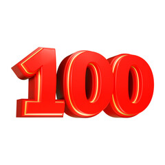 3d render number font red