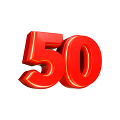 3d render number font red