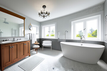Fototapeta na wymiar Scandinavian style bathroom, interior design