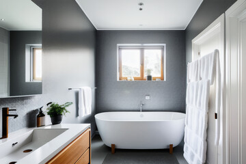 Fototapeta na wymiar Scandinavian style bathroom, interior design