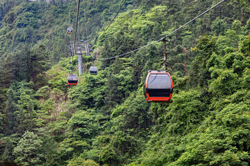 View of the beautiful Tianmen Mountains from the Cable Cars