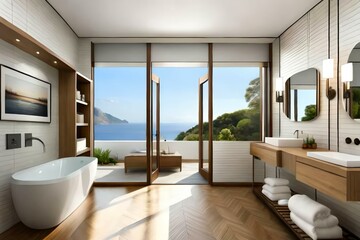 Fototapeta na wymiar Mediterranean style bathroom, interior design