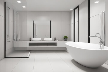 Minimalist style bathroom, interior design