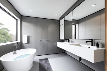 Fototapeta na wymiar Minimalist style bathroom, interior design