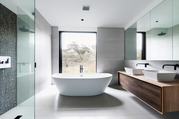 Fototapeta na wymiar Minimalist style bathroom, interior design