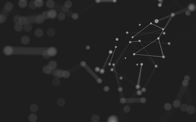 Abstract background. Molecules technology with polygonal shapes, connecting dots and lines. Connection structure. Big data visualization.