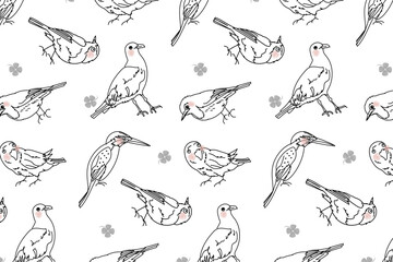 seamless bird and clover pattern / background